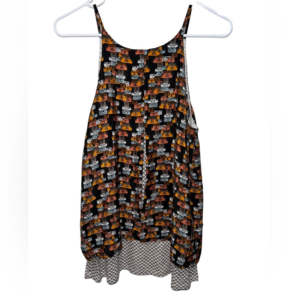 Porridge Anthropologie Layered Swing Split Back Suitcase Print Tank - Picture 2 of 6